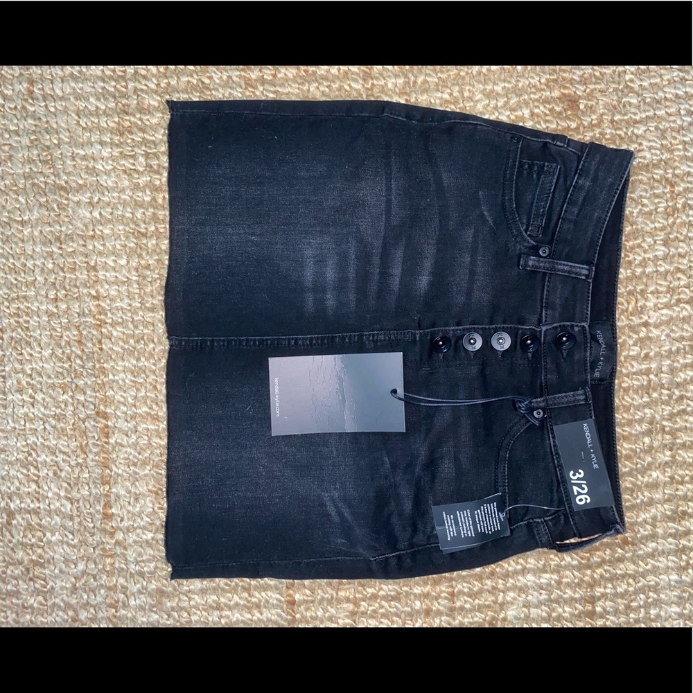 Black tight mini jean skirt